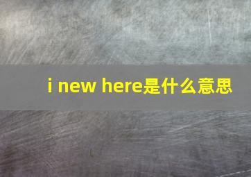 i new here是什么意思